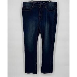 Rugby University Jeans Mens 36x32 (36X30) Blue Straight Leg Denim Dark Wash Mid